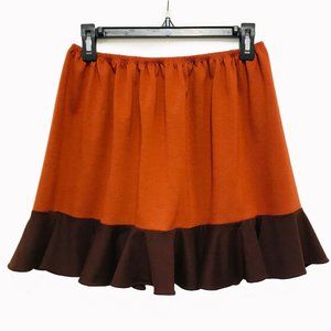 Bicolor Brown Mini Skirt with Ruffle. Size L. New